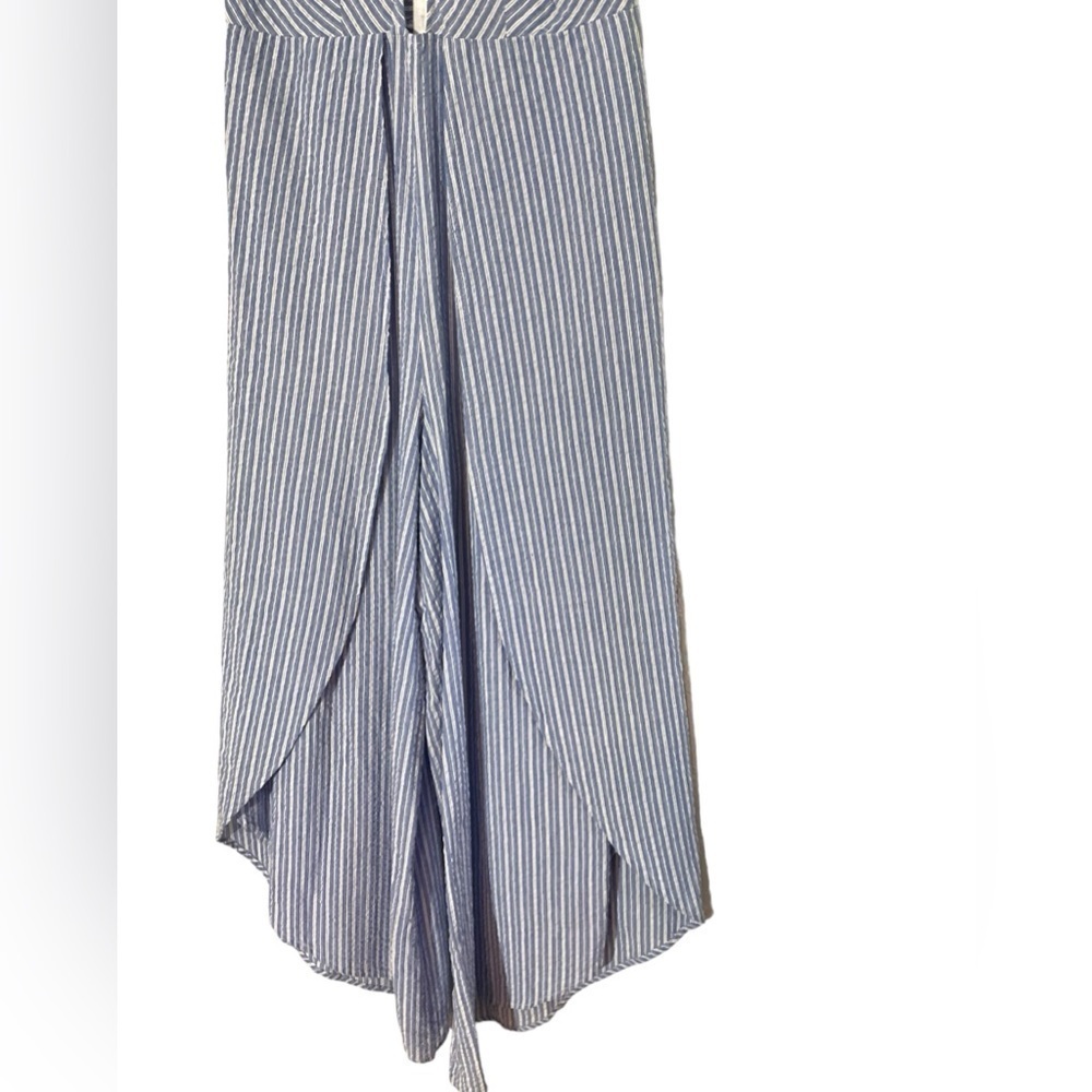 Taylor & Sage Junior’s Seersucker Stripe Jumpsuit Blue White Size M - Picture 5 of 9